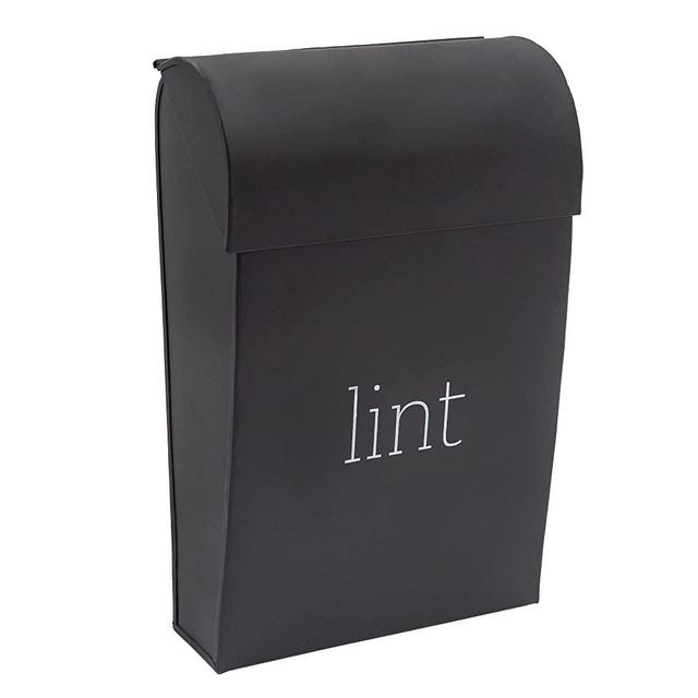 AuldHome Enamelware Lint Holder Bin (Black); Modern Farmhouse Laundry Room Decor