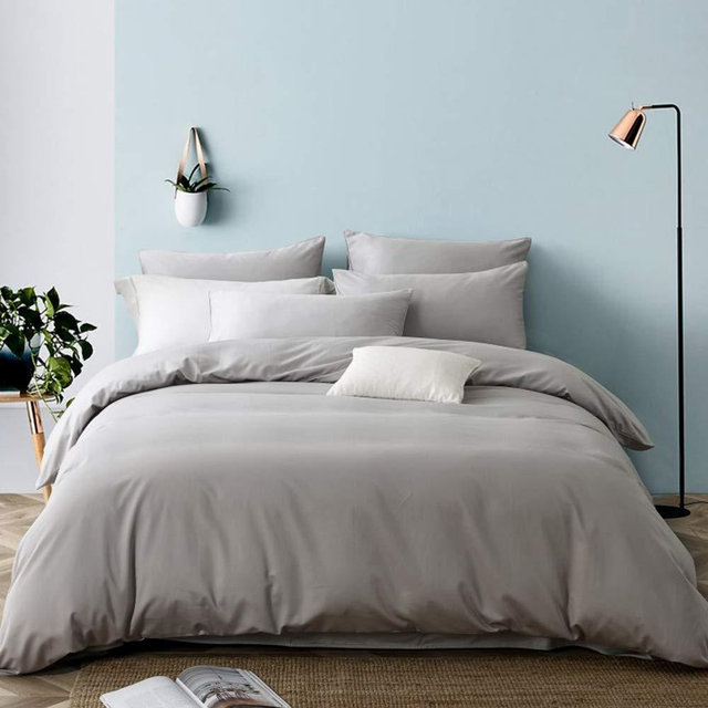 CLOTHKNOW Gray Comforter Sets Queen Cotton Men Boys Bedding Comforter Full Size Solid Color Silver Grey Bed Comforter Sets 3Pcs Comforter Sets with 2 Pillowcases