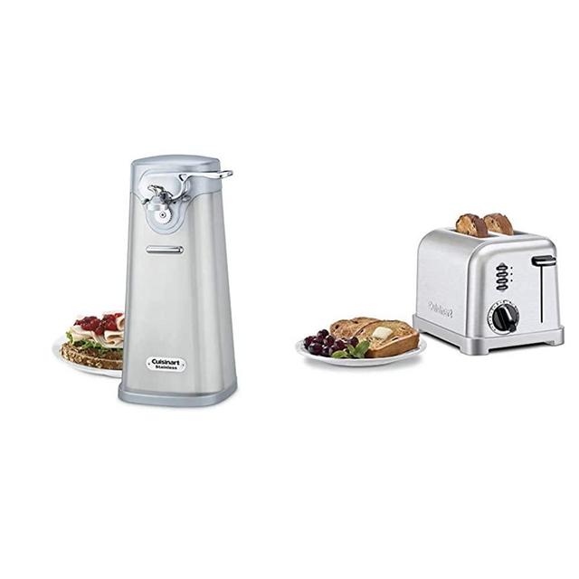 Cuisinart SCO-60 Deluxe Stainless Steel Can Opener & Metal Classic 2-Slice toaster, Brushed Stainless