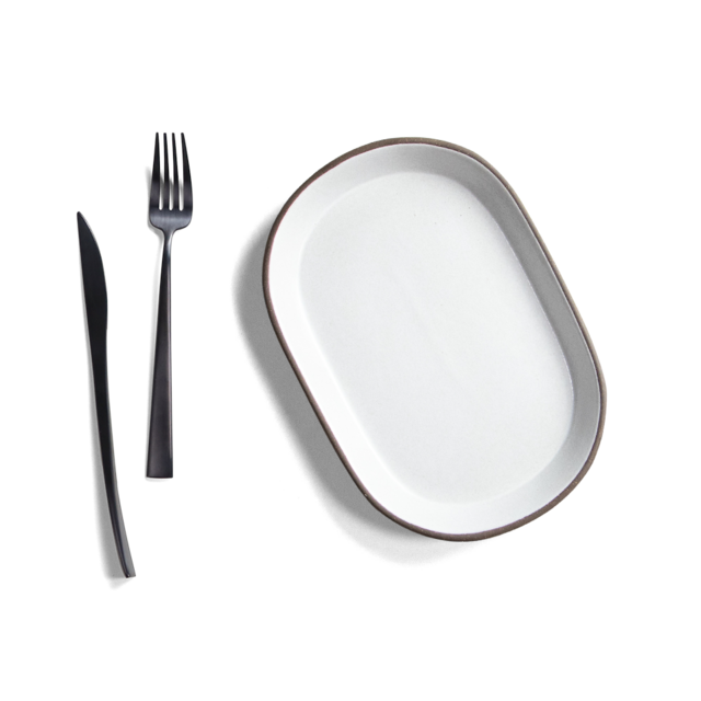 Jono Pandolfi - Small Oval Platter (Dark Brown/White)