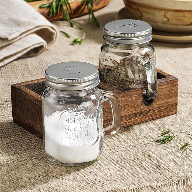 Seasoning Bottle Set Condiment Holder Seasoning Rack Four-in-One Oil  Vinegar Dispensers Salt Pepper Shakers Glass Cruet Set with Convenient  Caddy