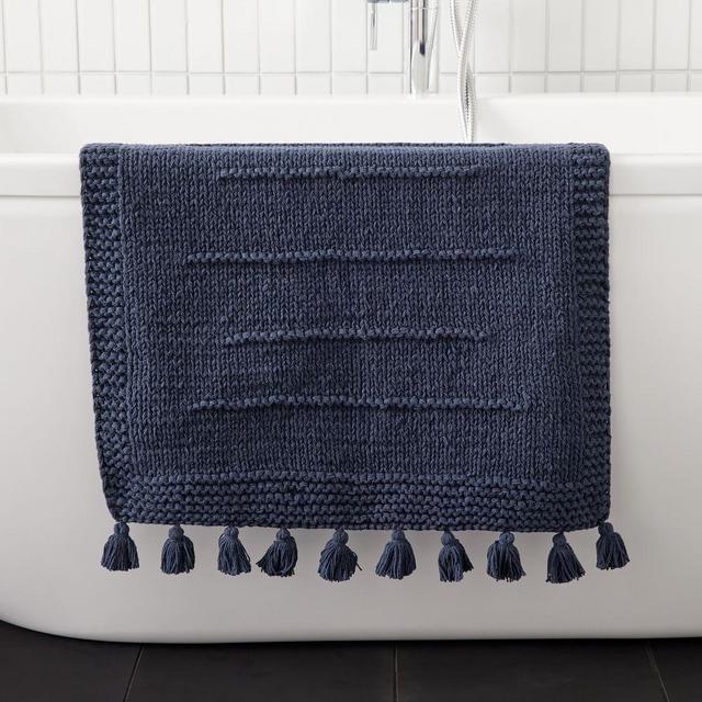 Organic Hand Knit Variegated Bath Mat, Midnight, 20"x34"