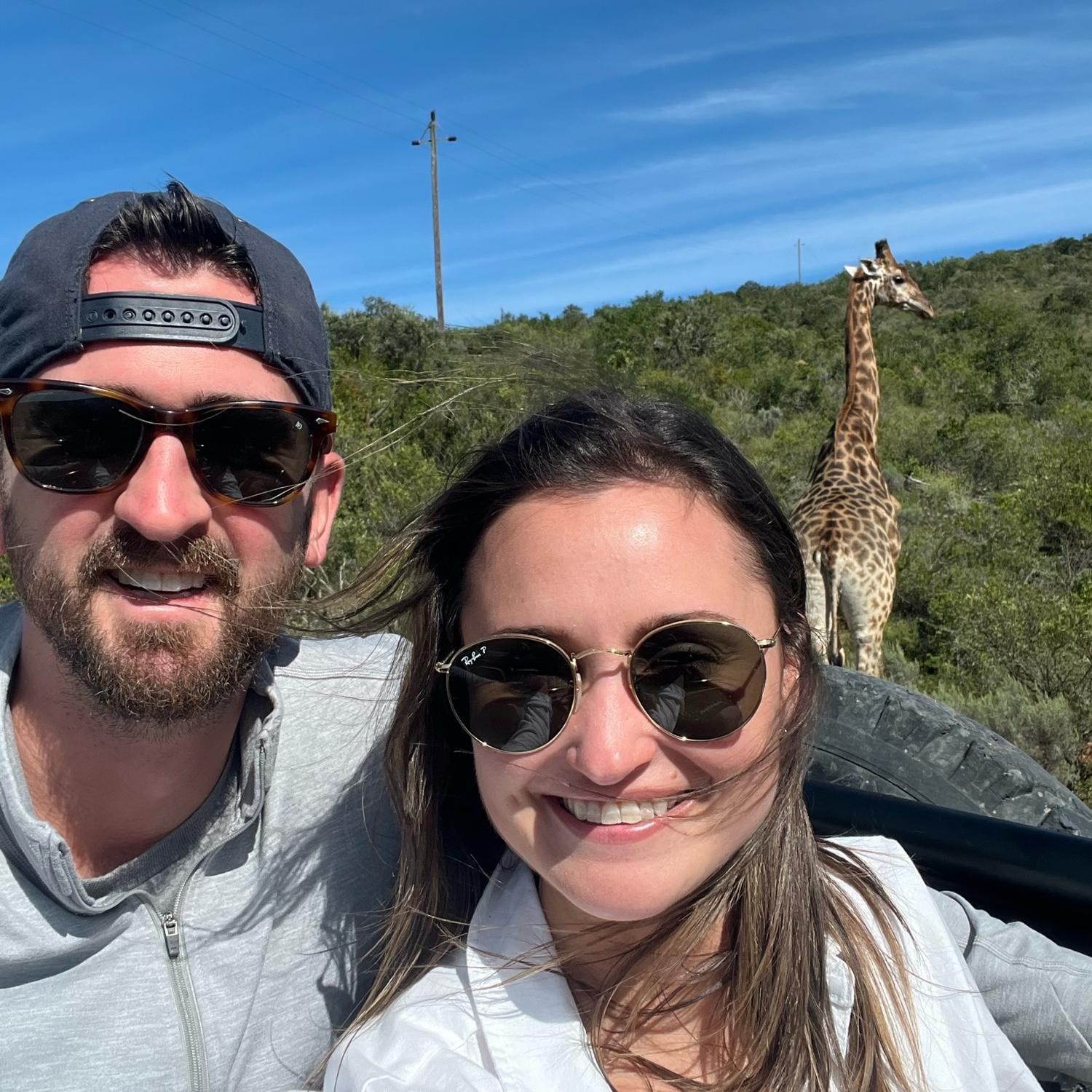 Giraffe photo bombed selfie on Safari in South Africa