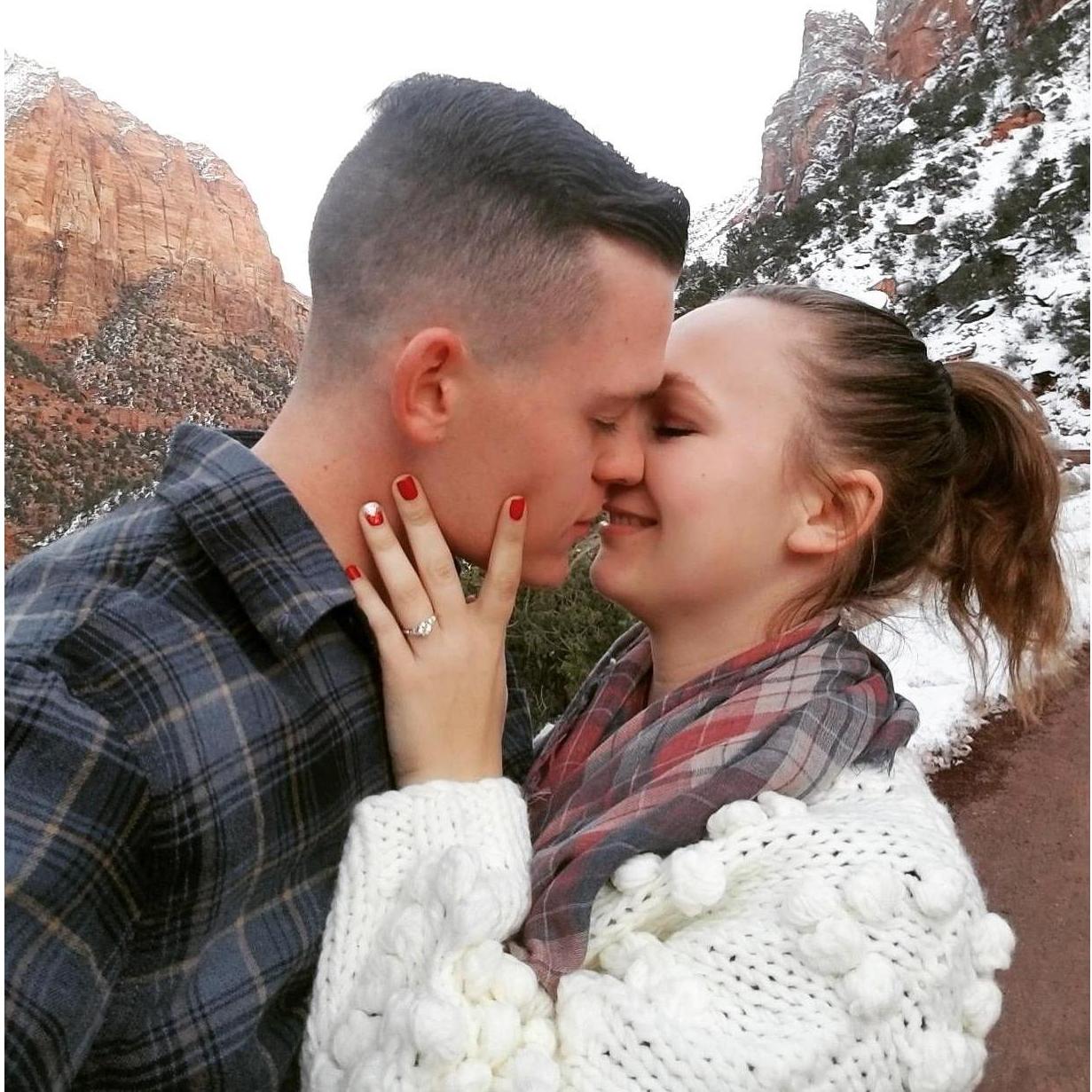 Right after he popped the question! One of our favorite photos of us.