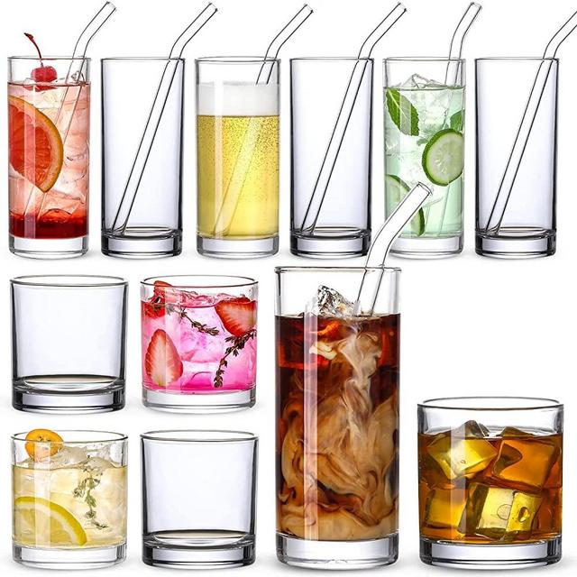 QAPPDA Glass Cups 10 oz, Clear Highballl Glass Cocktail Glass Drinking  Glasses For Kitchen,Heavy Base Water Cup For  Juice,Cocktails,Beverages,Drinking