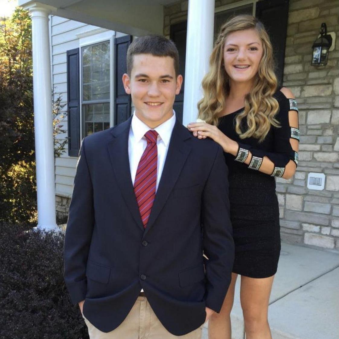 Highschool freshman homecoming together.