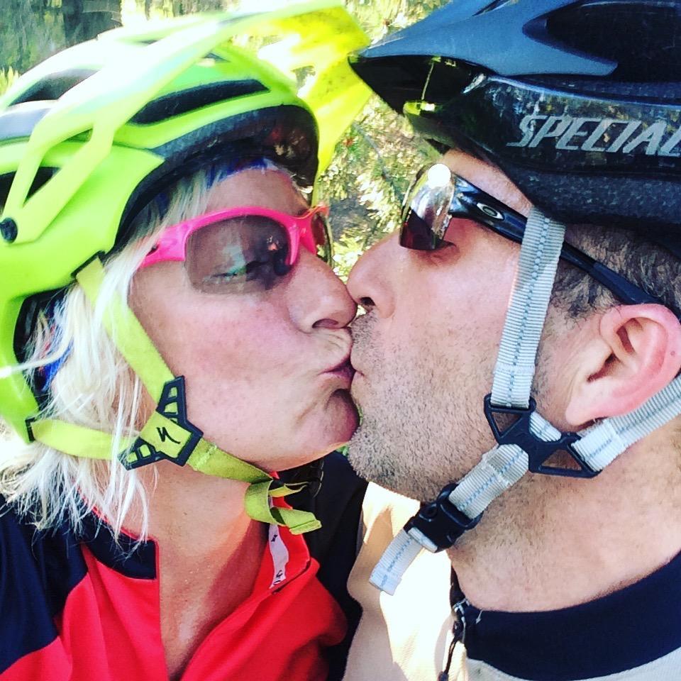 One of our many first kisses in helmets...