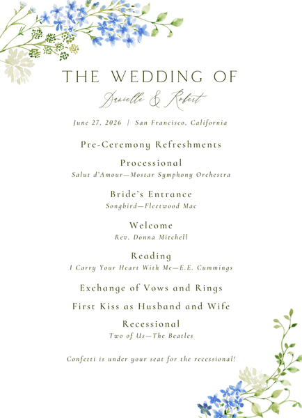Rydal | Cornflower Blue | Zola Wedding Programs