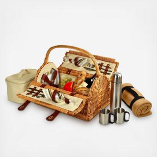 2-Person Sussex Picnic Basket with Blanket & Coffee Set