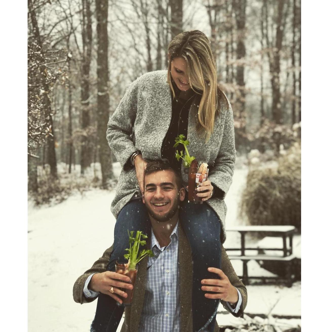 Post engagement Bloody Mary's, Madison, CT, December 2017