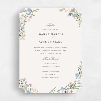 Beige Ticket Wedding Invitation - Laurelwood Classic