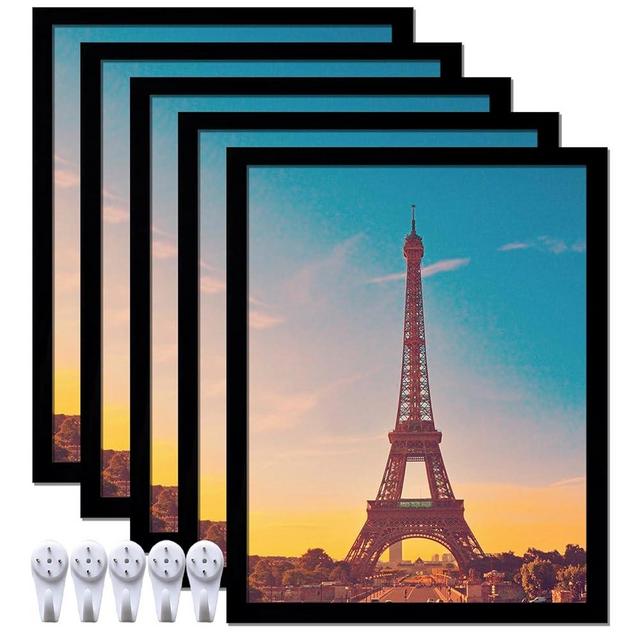 icariery 12x15 Picture Frame Set of 5, Black Photo Frames High Transparent Wall Gallery Desktop Horizontal Vertical for Canvas Collage Photo Poster Certificate 12 x 15 inches