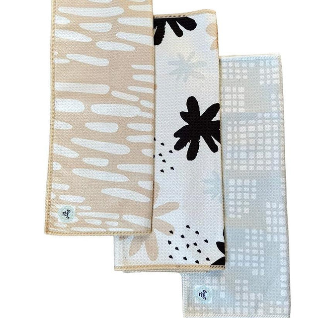 Desert Aqua || 3 Pack|| Kitchen Towels || Dish Towels || Tea Towels || Highly Absorbent || Hanging Loop || Dish Cloths || Modern || Designer Prints (Neutrals)