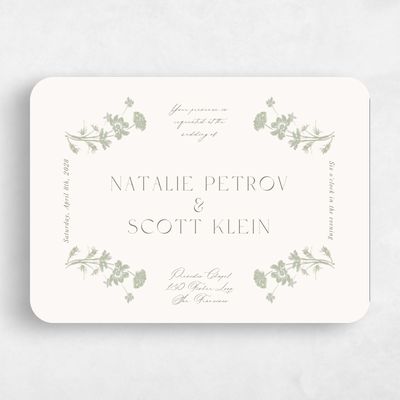 Green Rounded Wedding Invitation - Dianora Landscape