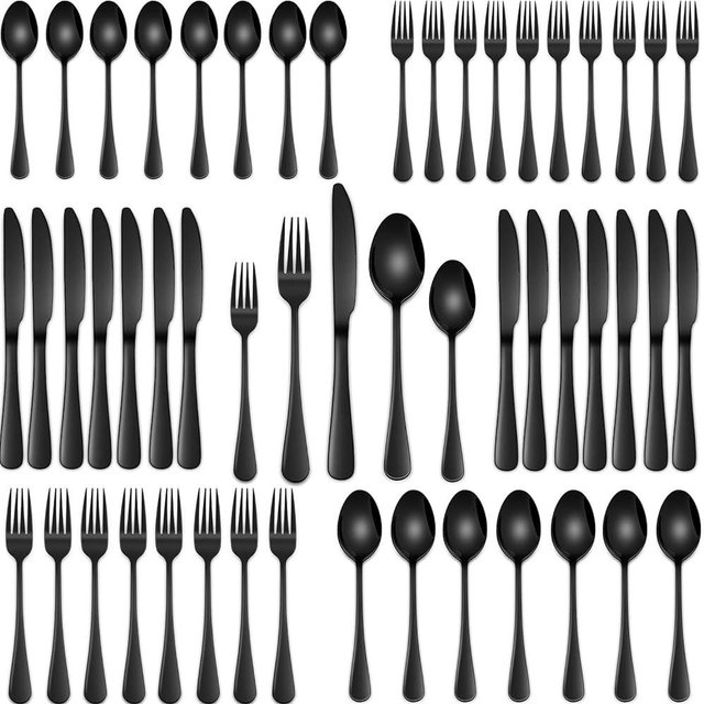 DEHOV 30 PCs Flatware Sets,Black Stainless Steel Silverware Sets Service For 6 Person,Durable Cutlery Sets For Home,Party,Restaurant,Tableware Cutlery Sets