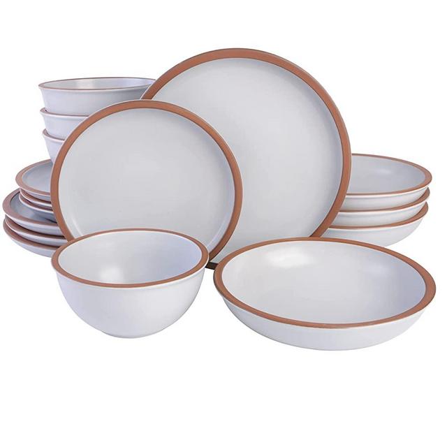 Gibson Elite Lagos Coupe Dinnerware Set, Service for 4 (16pcs), White