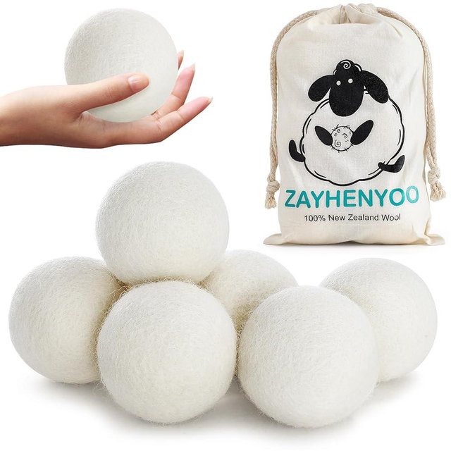 Wool Balls, Wool Balls for Dryer, Laundry Balls for Dryer Reusable 6P Reducing Clothing Wrinkles,Saving Drying Time and Fabric Fluffier
