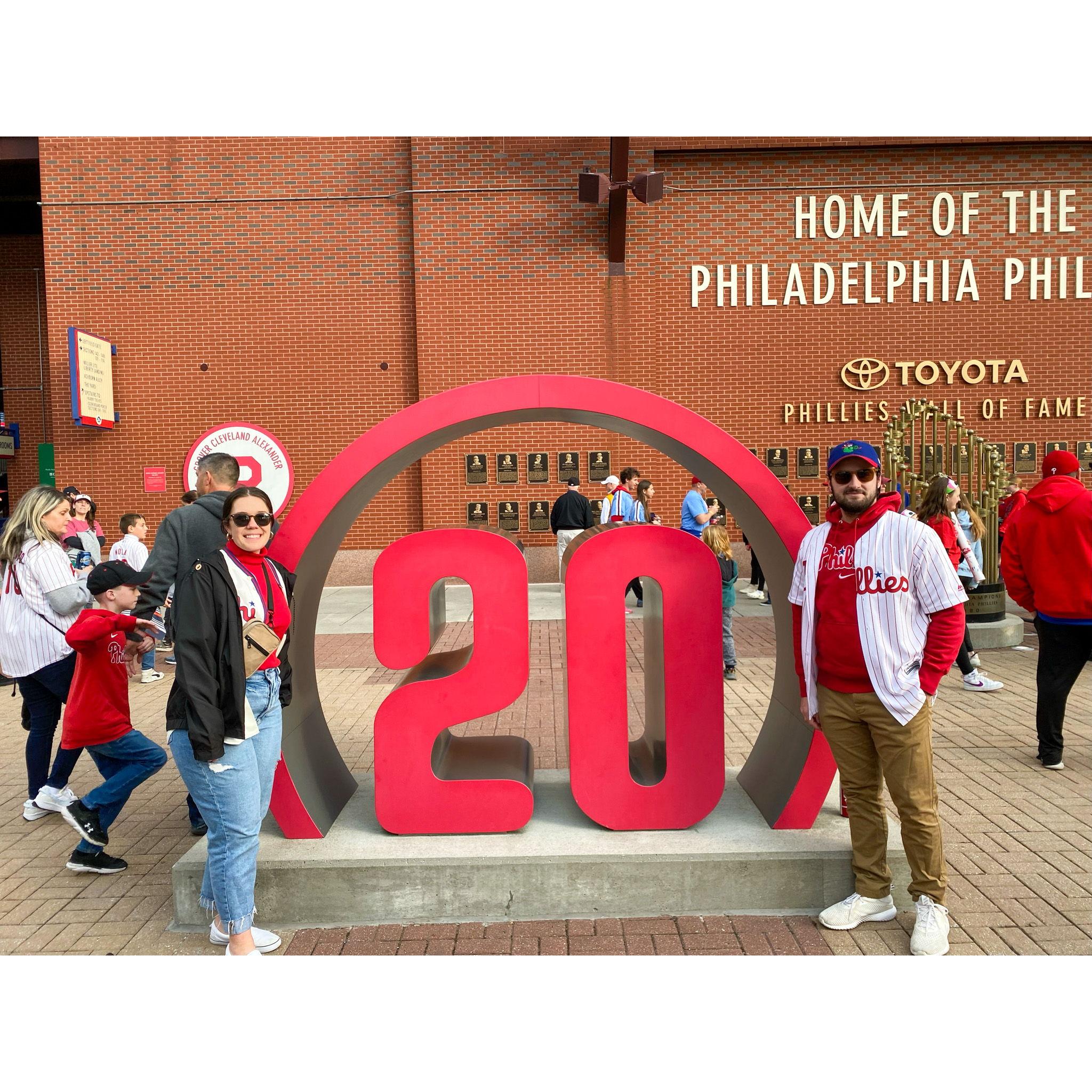 At one of our first Phillies games as season ticket holders