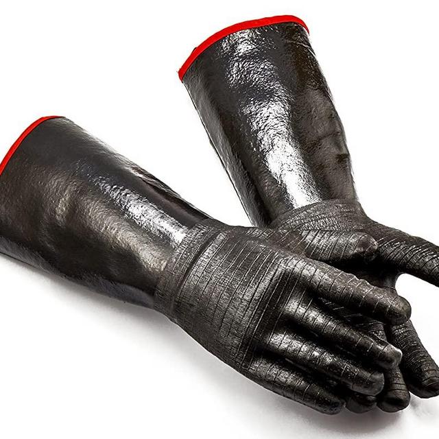 RAPICCA BBQ Gloves 17 Inches,932℉,Heat Resistant,Smoker, Grill, Cooking Barbecue, to Handling Heat Food Right on Your Fryer,Grill,Oven.Waterproof,Fireproof,Oil Resistant Neoprene Coating(M Size)