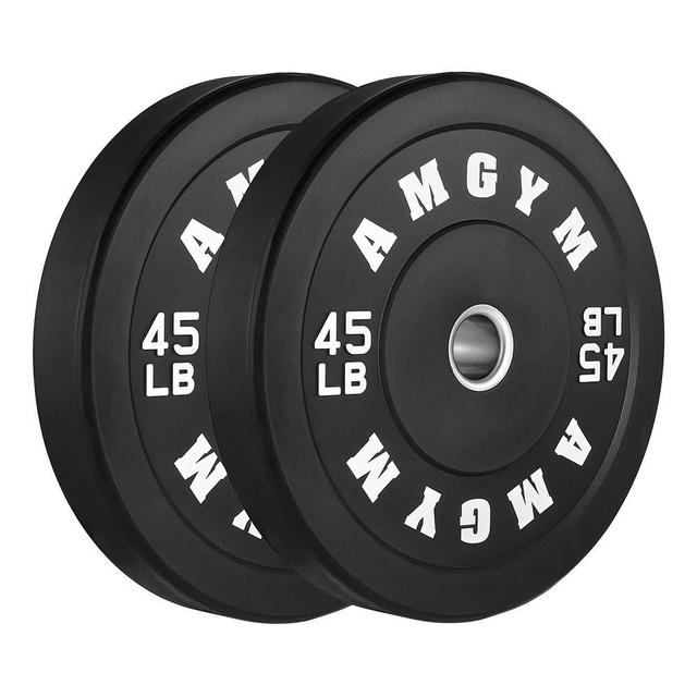 AMGYM LB Bumper Plates Olympic Weight Plates, Bumper Weight Plates, Steel Insert, Strength Training