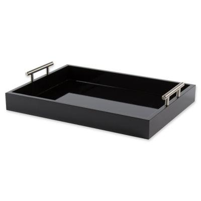 Kate and Laurel Lipton Decorative Tray in Black/Silver