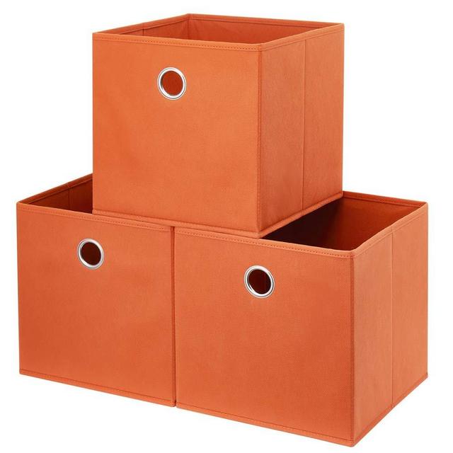 HSDT Orange Storage Cubes Bins 11x11x11 Cubicle Cubes Organizer Baskets Fabric Storage Drawers Foldable Cubes Storage Boxes Collapsible Cubes Inserts Storage for Closet Organizer Shelves ,QY-SC20-3