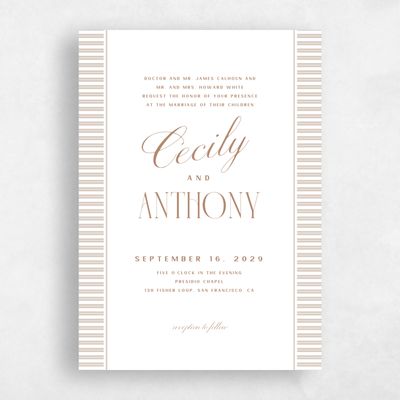 Canvas Tan, White Wedding Invitation - Connell Portrait