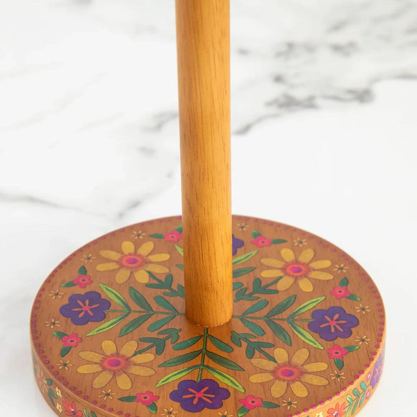 Wooden Paper Towel Holder - Folk Flower