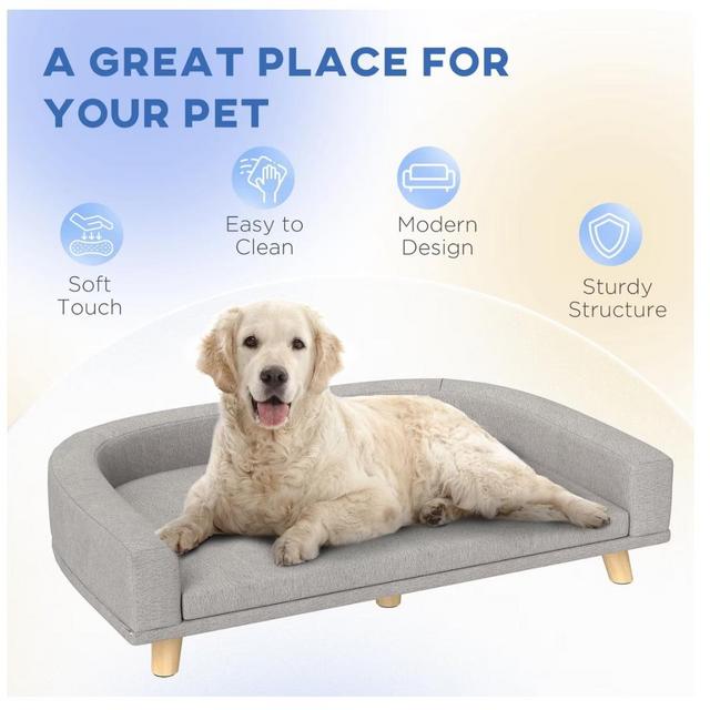 PAWHUT Elevated Dog Sofa Bed with Removable Cover, 38.6-in, Gray - Chewy.com