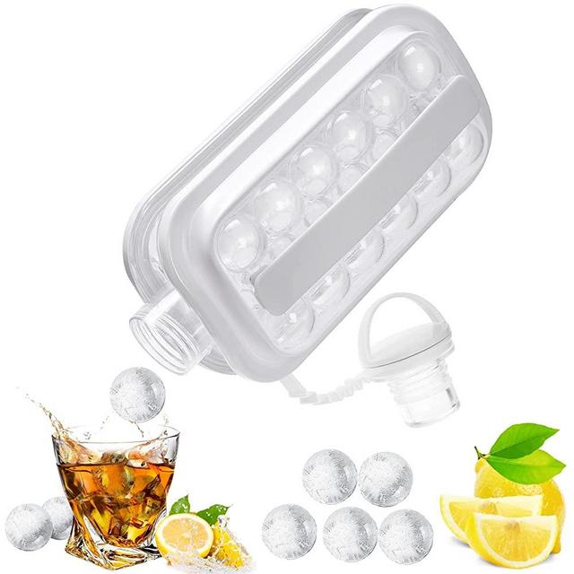 ALSOMTEC Ice Cube Trays for Freezer 2 in 1 Portable Ice Mold Bottle with Lid The Sanitary Ice Makers for Makes 17 Ice Cubes (White)