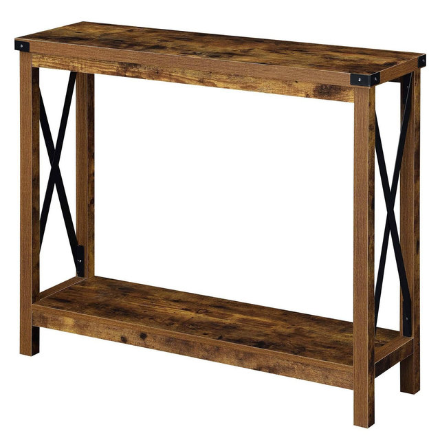 Durango Console Table with Shelf Barnwood/Black - Breighton Home