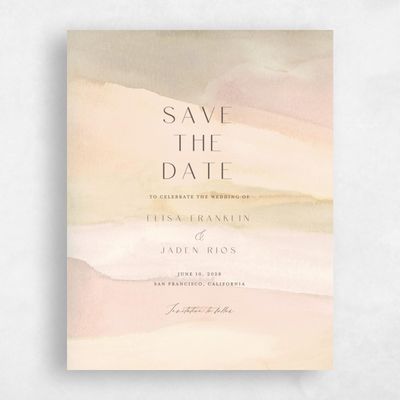 Buttercream, Beige Wedding Save the Date - Povera Portrait