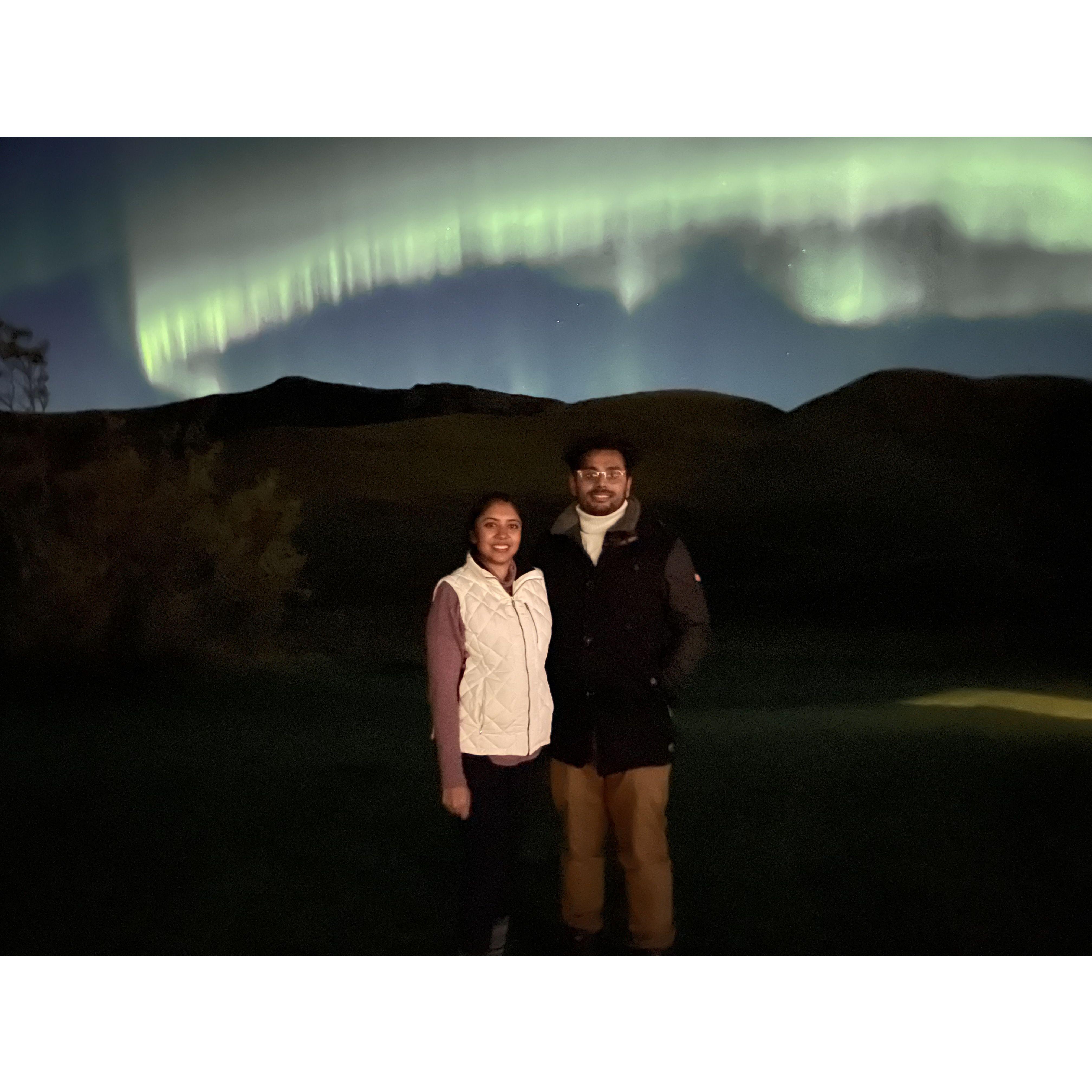 Fun fact: we didn't need a tour guide to track down the Northern Lights in Iceland - we had Aman! He was able to monitor the weather and sky's radioactivity to get us a perfect, unforgettable memory.