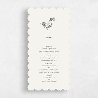 Beige Scalloped Wedding Menu - Livonia