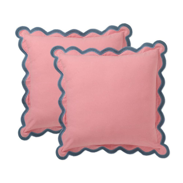 Folkulture Decorative Throw Pillow Covers for Couch, 18x18, 100% Cotton Boho Cute Outdoor Pillows for Living Room, Farmhouse Pillow Covers or Accent Throws (Laguna Blush)
