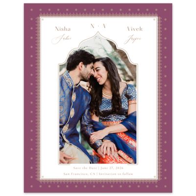 Deep Magenta, Purple Wedding Digital Save the Date - Pyaar Photo
