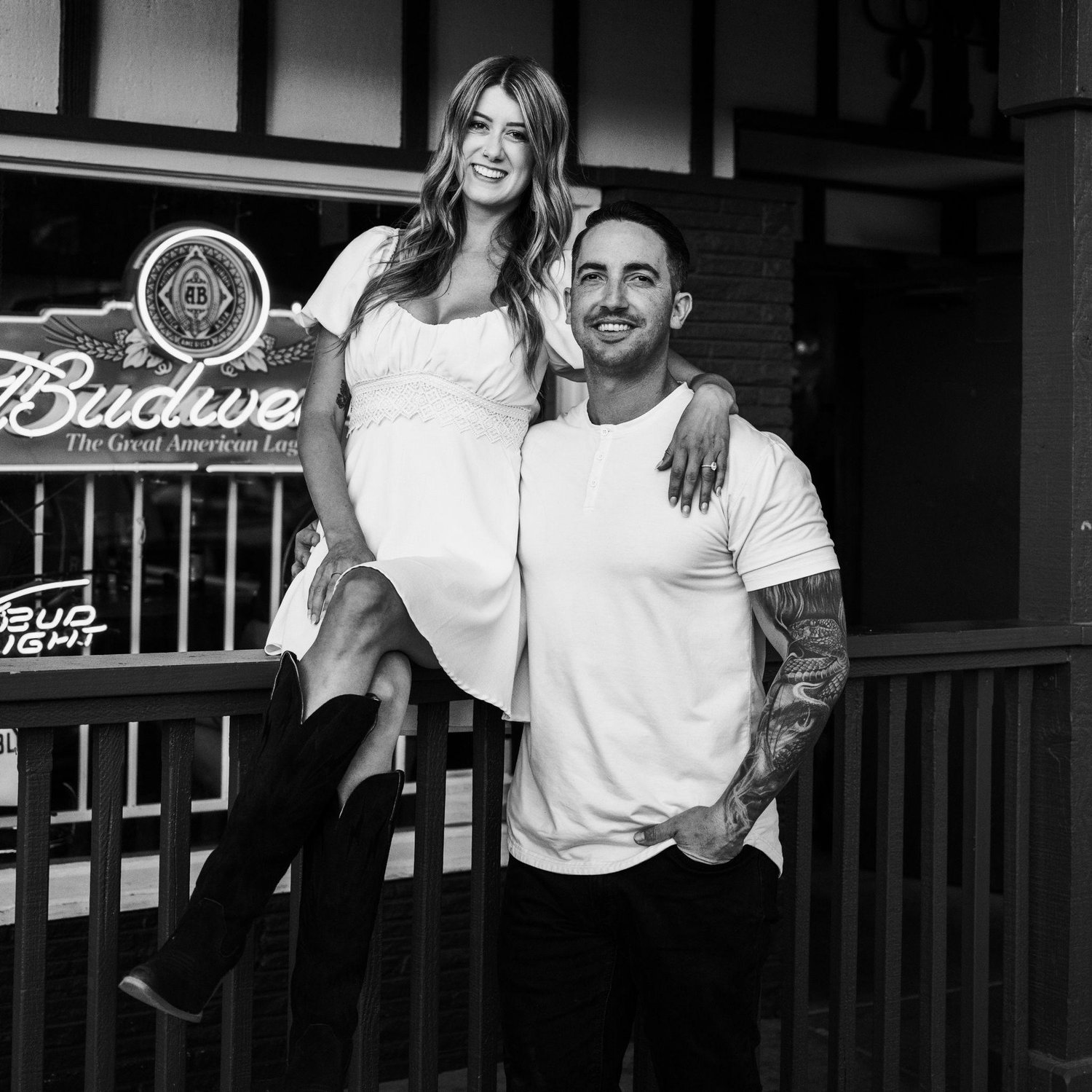 We went back to where it all began for our engagement shoot. The local watering hole where we shared our first kiss and the rest was history!