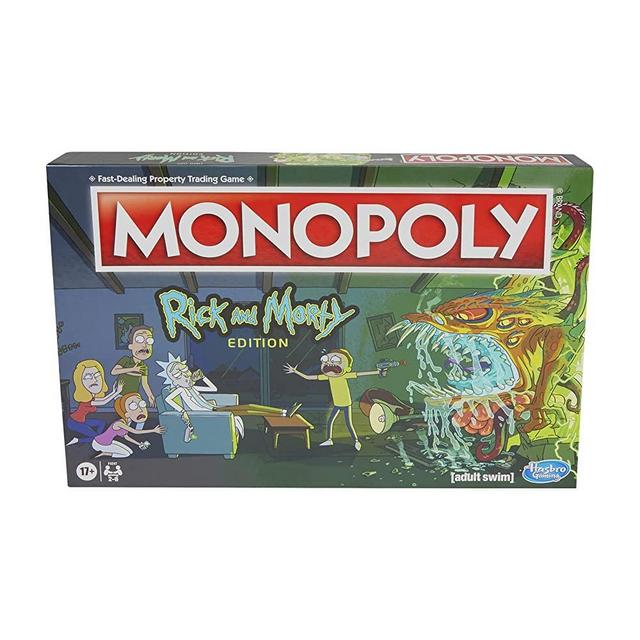 Monopoly: Rick and Morty Edition Board Game, Cartoon Network Game for Families and Teens 17+, Includes Collectible Monopoly Tokens