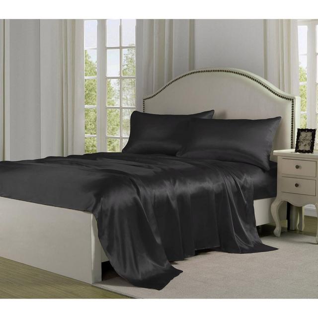 King Satin Sheet Set Black - Belles & Whistles
