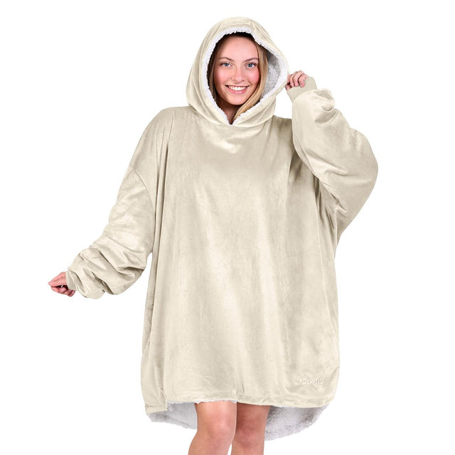 The Bare Homey - Adult Wearable Blanket - Fleece Side Pockets, Oyster
