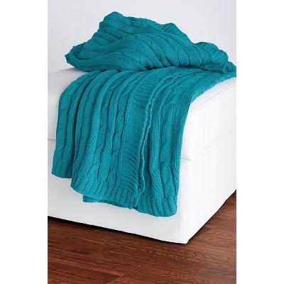 Cable Knit Sweater Throw - Rizzy Home blue
