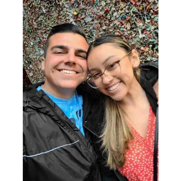 Our photo together taken on our first trip.