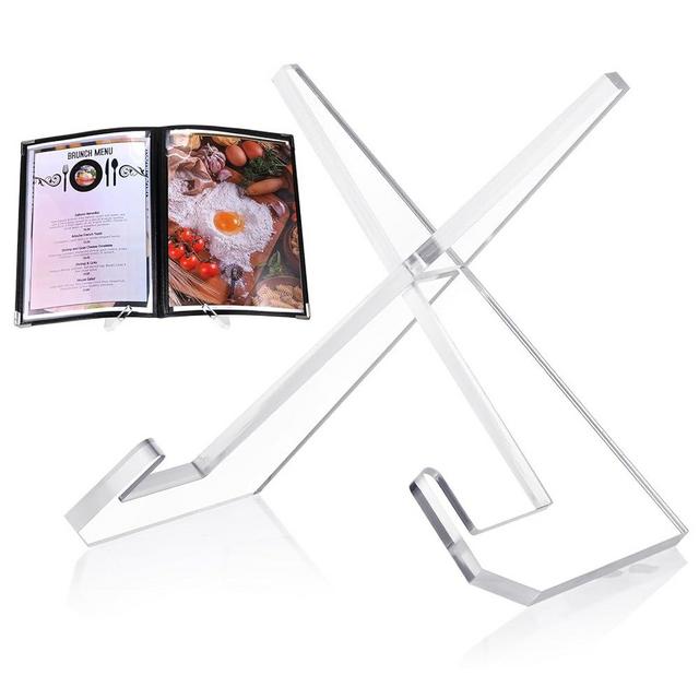 Menkxi Acrylic Cookbook Stand for Kitchen Counter Cookbook Holder Clear Recipe Book Holder Multifunctional Display Stand for Books Plate Tablet Photos Frame,6.5 x 8.5 Inches