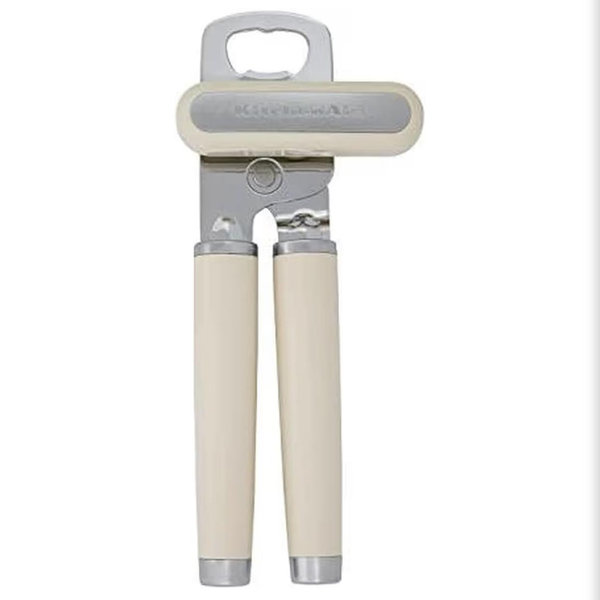 KitchenAid Classic Multifunction Can Opener and Bottle Opener Easy to Use, Razor Sharp Stainless Steel Cutting Wheel, Soft Ergonomic Handles, Almond Cream