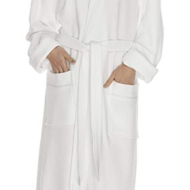 Boca Terry Womens Bath Robe, Soft Waffle Knit Robe, Long White Hotel Spa Robes