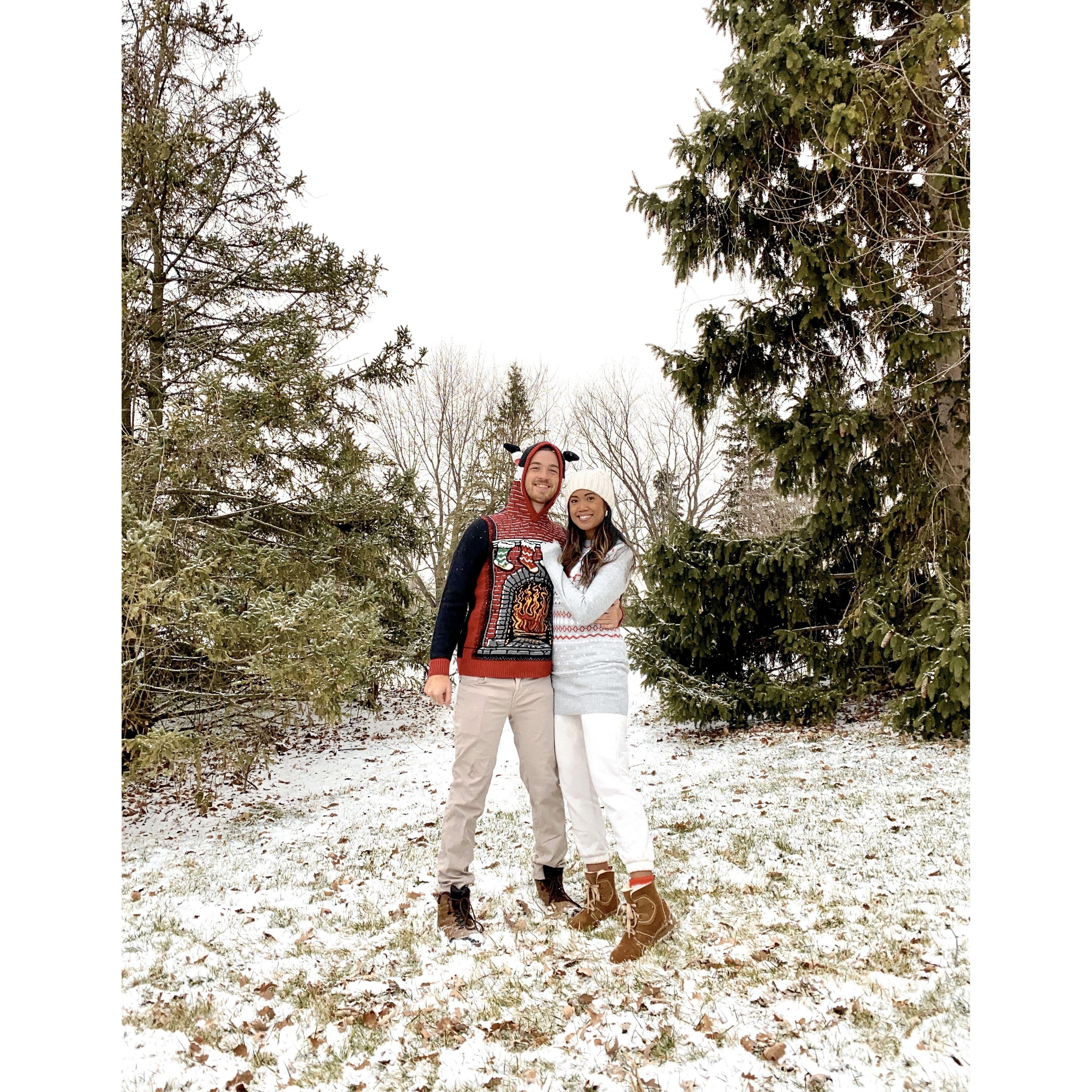 Heather's first white Christmas in Michigan.