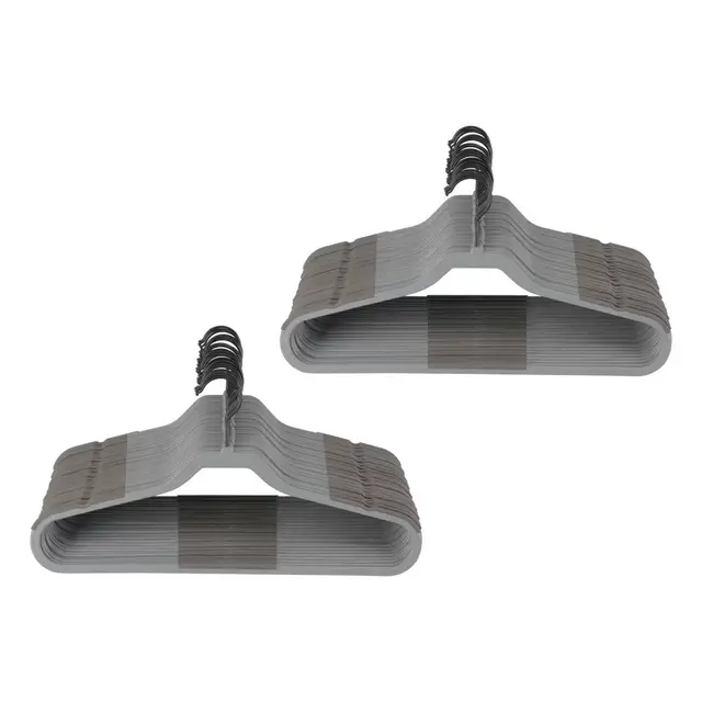 Squared Away™ No Slip Slim Hangers in Cool Grey with Black Hook (Set of 50)
