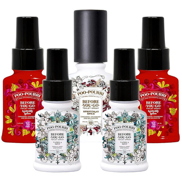 Poo-Pourri Before You Go Toilet Spray Holiday Set, Spritzmas Spice Oh Spritzmas Tree Berry Bum Bum 2 Ounce Bottles