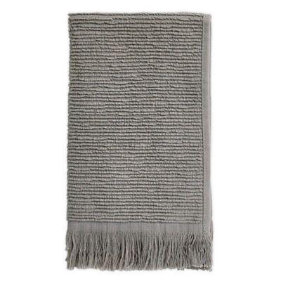 Ribbed Fringe Fingertip Towel in Grey
