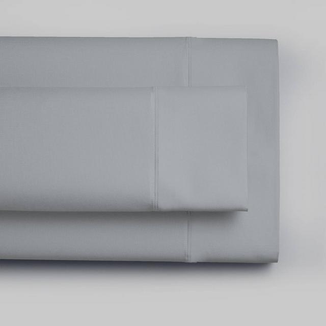 King 300 Thread Count Wrinkle Resistant Solid Pillowcase Set Light Gray - Color Sense